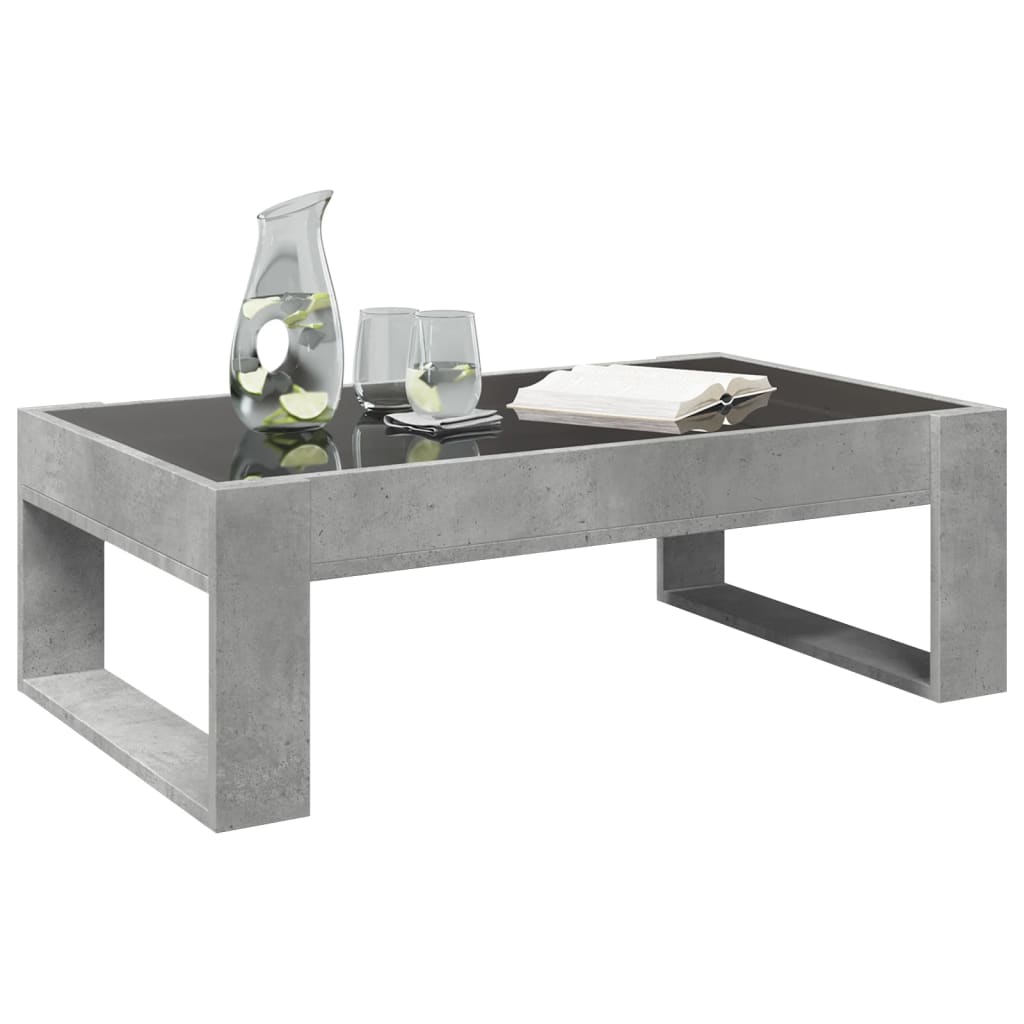 vidaXL Măsuță de cafea cu LED infinity, gri beton, 90x53x30 cm