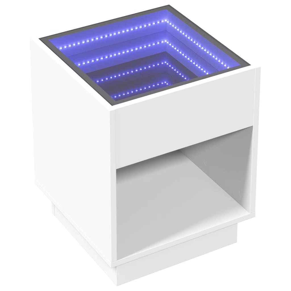 vidaXL Măsuță de cafea cu LED infinity, alb, 40x40x50 cm vidaXL Măsuță de cafea cu LED infinity, alb, 40x40x50 cm