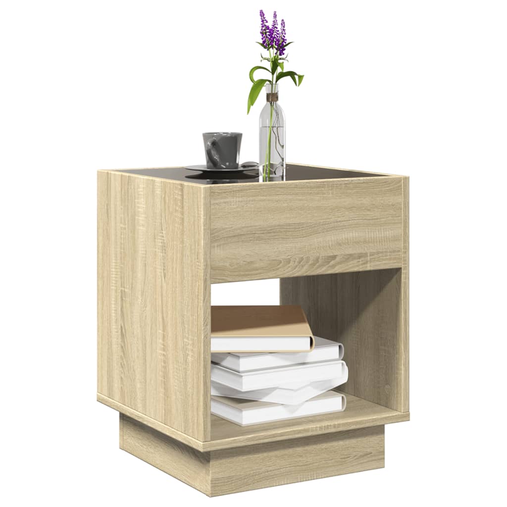 vidaXL Măsuță de cafea cu LED infinity, stejar sonoma, 40x40x50 cm vidaXL Măsuță de cafea cu LED infinity, stejar sonoma, 40x40x50 cm