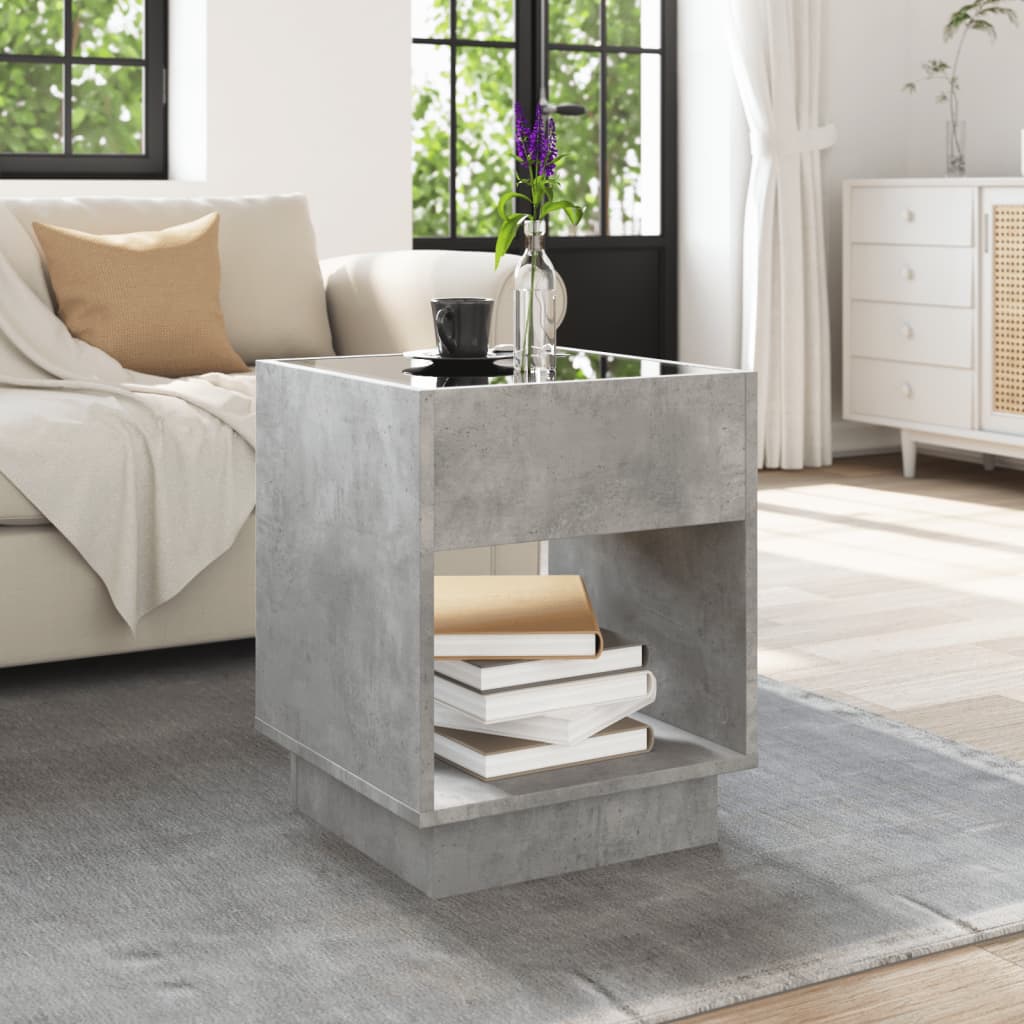 vidaXL Măsuță de cafea cu LED infinity, gri beton, 40x40x50 cm vidaXL Măsuță de cafea cu LED infinity, gri beton, 40x40x50 cm