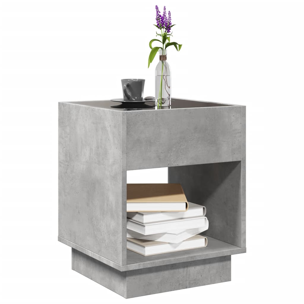 vidaXL Măsuță de cafea cu LED infinity, gri beton, 40x40x50 cm vidaXL Măsuță de cafea cu LED infinity, gri beton, 40x40x50 cm