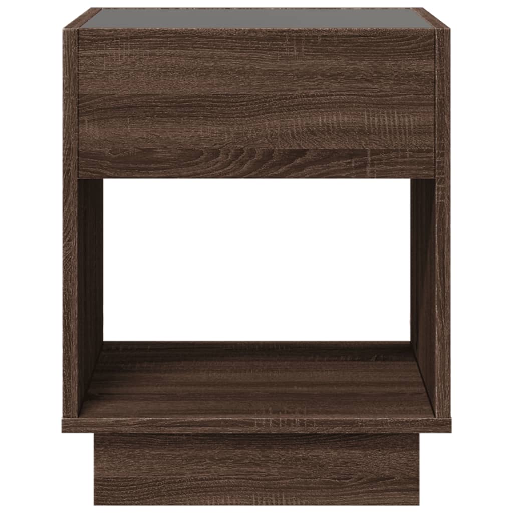 vidaXL Măsuță de cafea cu LED infinity, stejar maro, 40x40x50 cm vidaXL Măsuță de cafea cu LED infinity, stejar maro, 40x40x50 cm