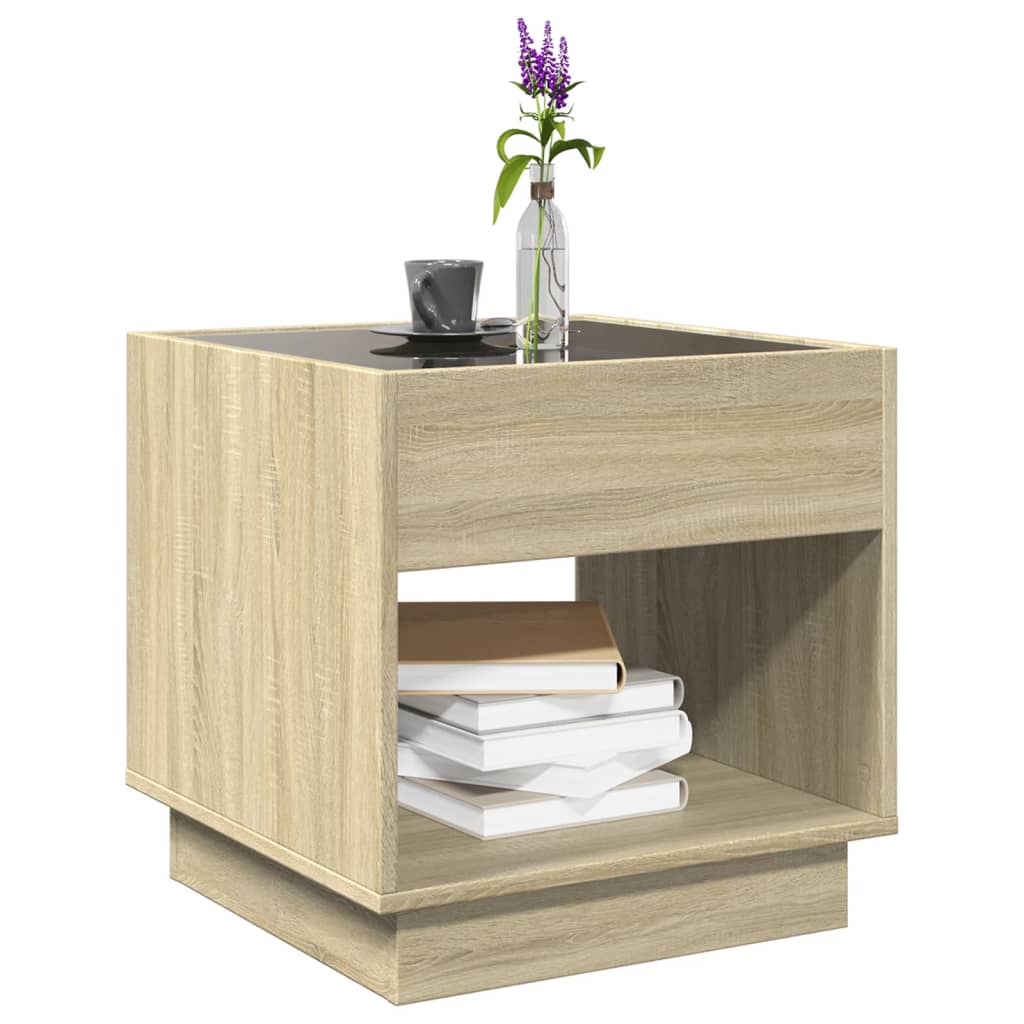 vidaXL Măsuță de cafea cu LED infinity, stejar sonoma, 50x50x50 cm vidaXL Măsuță de cafea cu LED infinity, stejar sonoma, 50x50x50 cm