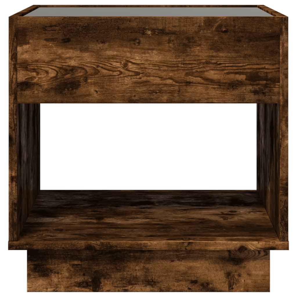 vidaXL Măsuță de cafea cu LED infinity, stejar fumuriu, 50x50x50 cm vidaXL Măsuță de cafea cu LED infinity, stejar fumuriu, 50x50x50 cm