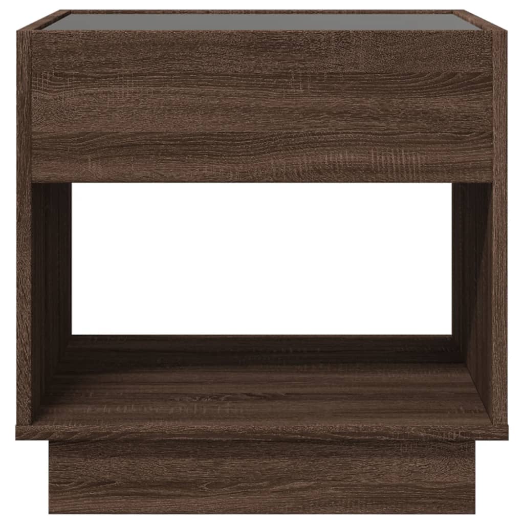 vidaXL Măsuță de cafea cu LED infinity, stejar maro, 50x50x50 cm vidaXL Măsuță de cafea cu LED infinity, stejar maro, 50x50x50 cm