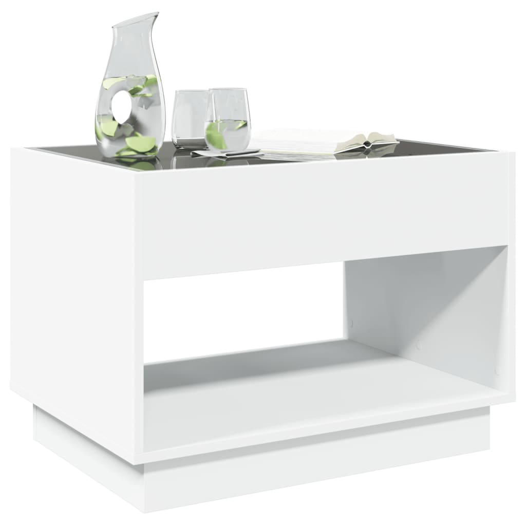 vidaXL Măsuță de cafea cu LED infinity, alb, 70x50x50 cm vidaXL Măsuță de cafea cu LED infinity, alb, 70x50x50 cm