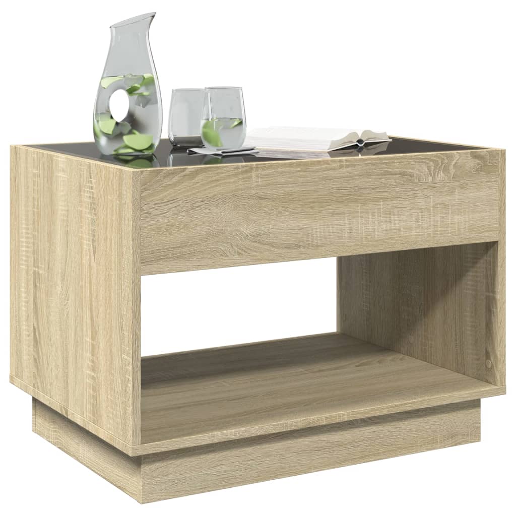 vidaXL Măsuță de cafea cu LED infinity, stejar sonoma, 70x50x50 cm vidaXL Măsuță de cafea cu LED infinity, stejar sonoma, 70x50x50 cm