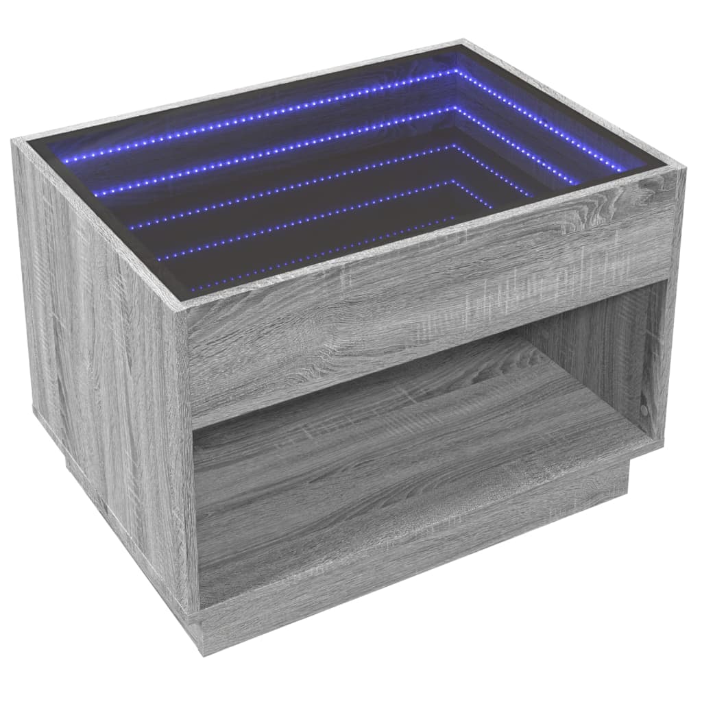 vidaXL Măsuță de cafea cu LED infinity, gri sonoma, 70x50x50 cm vidaXL Măsuță de cafea cu LED infinity, gri sonoma, 70x50x50 cm