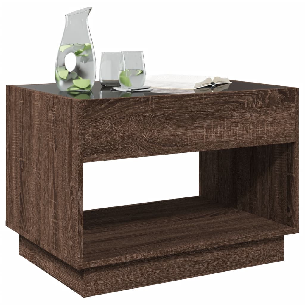 vidaXL Măsuță de cafea cu LED infinity, stejar maro, 70x50x50 cm vidaXL Măsuță de cafea cu LED infinity, stejar maro, 70x50x50 cm