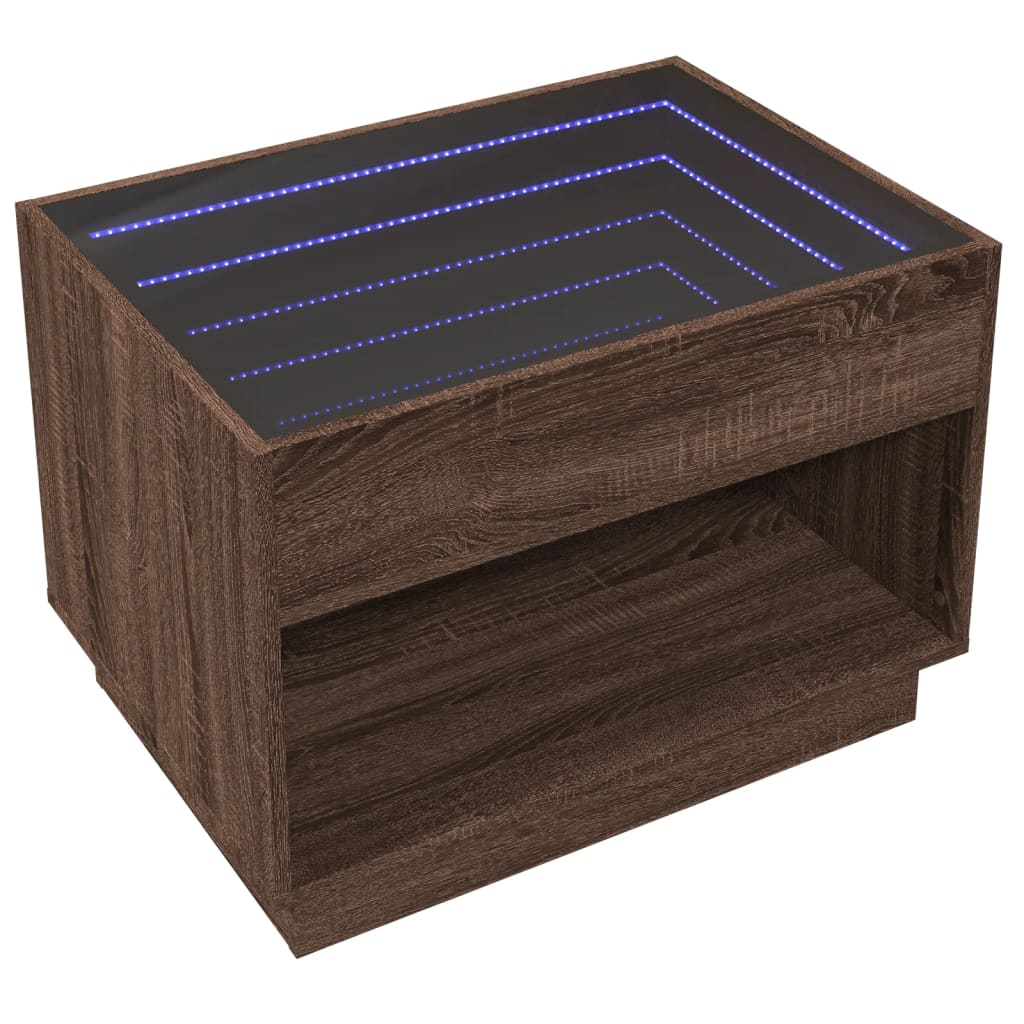 vidaXL Măsuță de cafea cu LED infinity, stejar maro, 70x50x50 cm vidaXL Măsuță de cafea cu LED infinity, stejar maro, 70x50x50 cm
