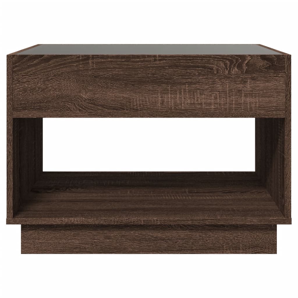 vidaXL Măsuță de cafea cu LED infinity, stejar maro, 70x50x50 cm vidaXL Măsuță de cafea cu LED infinity, stejar maro, 70x50x50 cm
