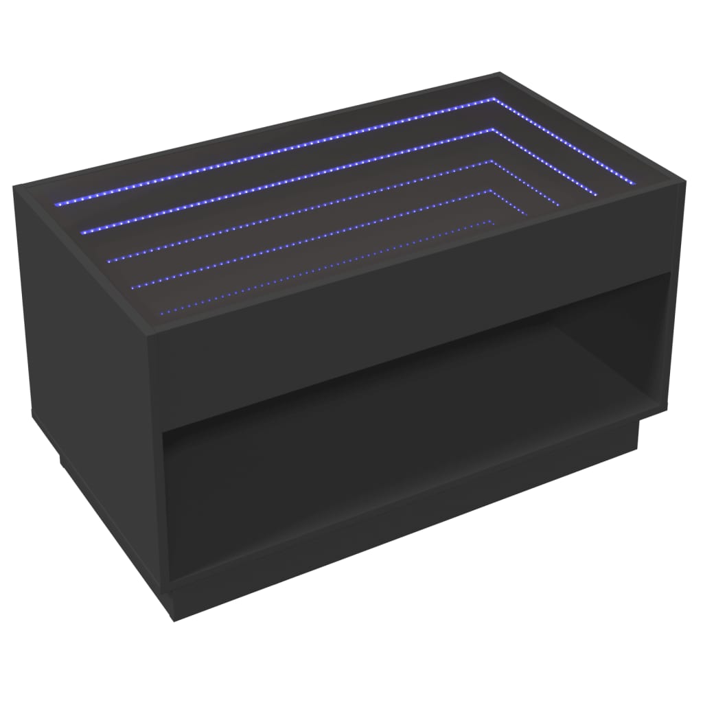 vidaXL Măsuță de cafea cu LED infinity, negru, 90x50x50 cm vidaXL Măsuță de cafea cu LED infinity, negru, 90x50x50 cm