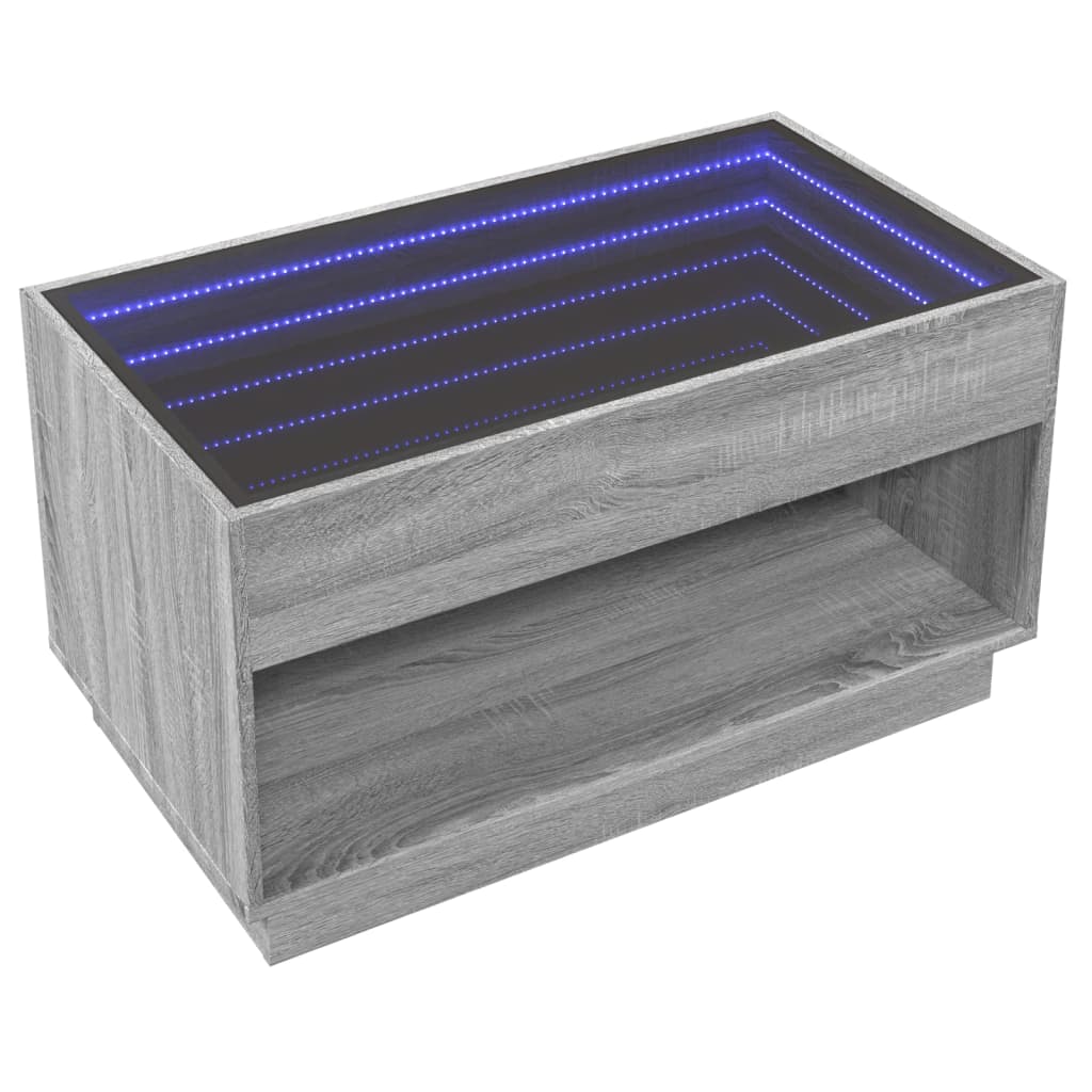 vidaXL Măsuță de cafea cu LED infinity, gri sonoma, 90x50x50 cm vidaXL Măsuță de cafea cu LED infinity, gri sonoma, 90x50x50 cm