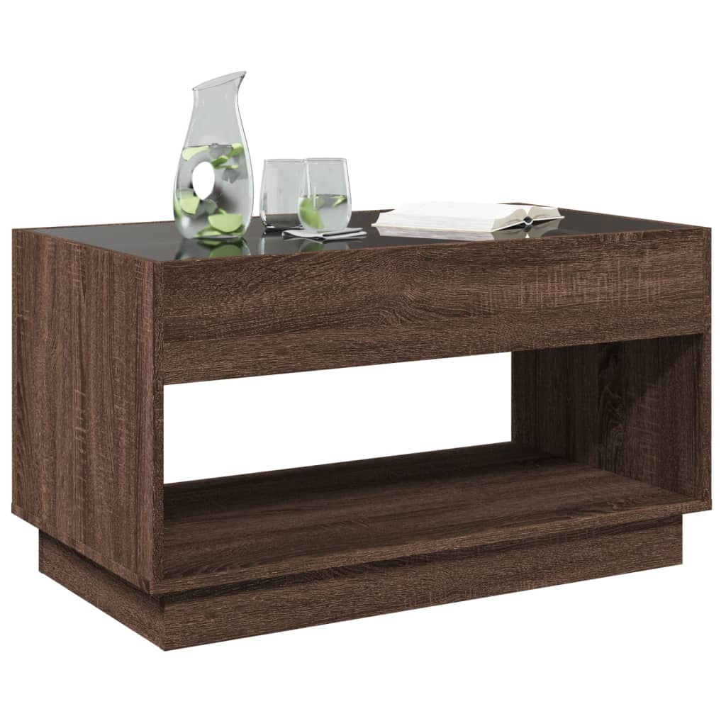 vidaXL Măsuță de cafea cu LED infinity, stejar maro, 90x50x50 cm vidaXL Măsuță de cafea cu LED infinity, stejar maro, 90x50x50 cm