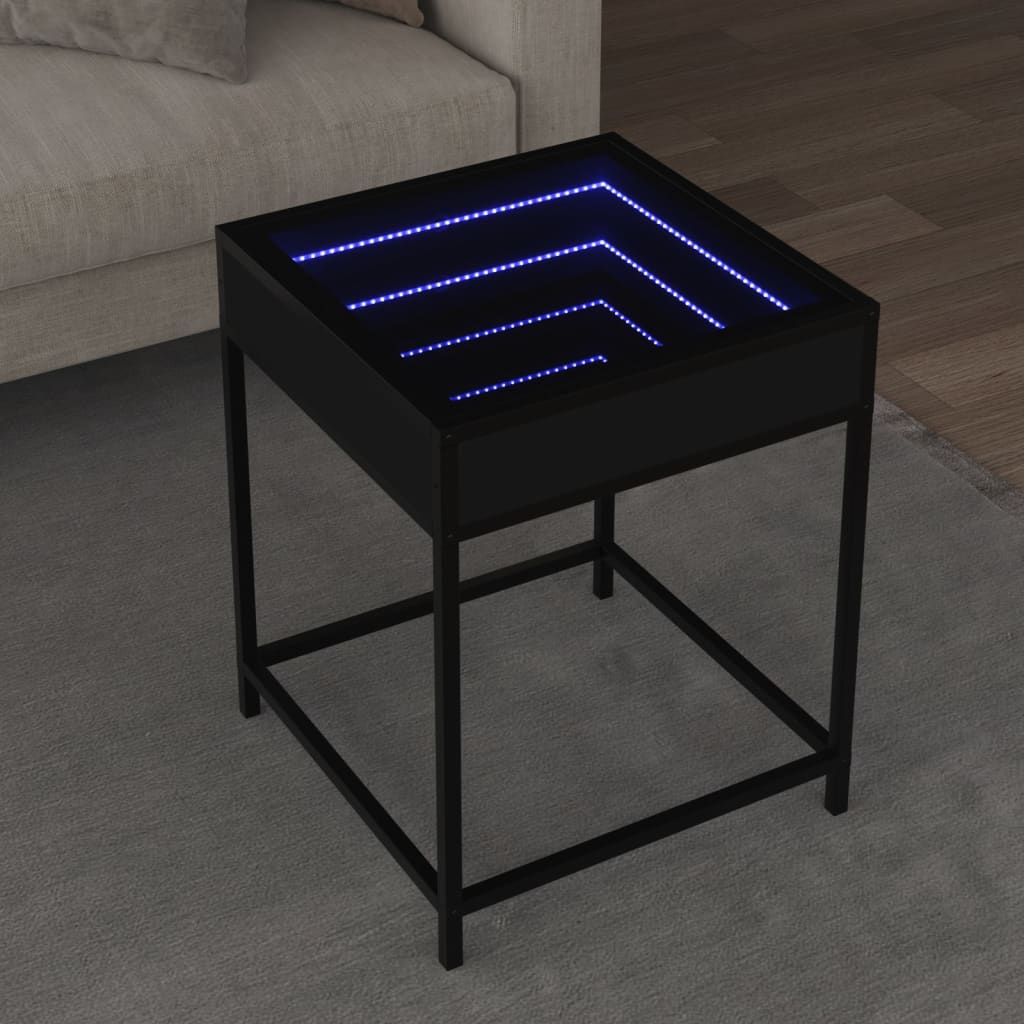 vidaXL Măsuță de cafea cu LED infinity, negru, 40x40x51 cm vidaXL Măsuță de cafea cu LED infinity, negru, 40x40x51 cm