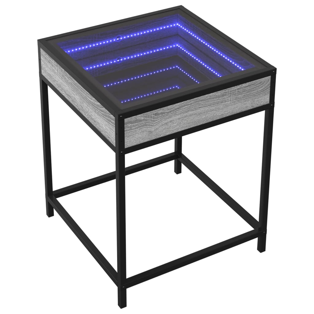 vidaXL Măsuță de cafea cu LED infinity, gri sonoma, 40x40x51 cm vidaXL Măsuță de cafea cu LED infinity, gri sonoma, 40x40x51 cm