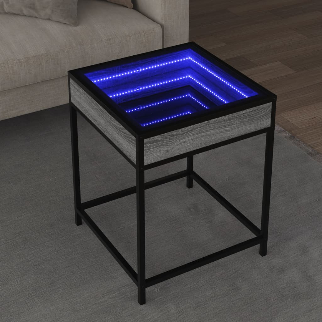 vidaXL Măsuță de cafea cu LED infinity, gri sonoma, 40x40x51 cm vidaXL Măsuță de cafea cu LED infinity, gri sonoma, 40x40x51 cm