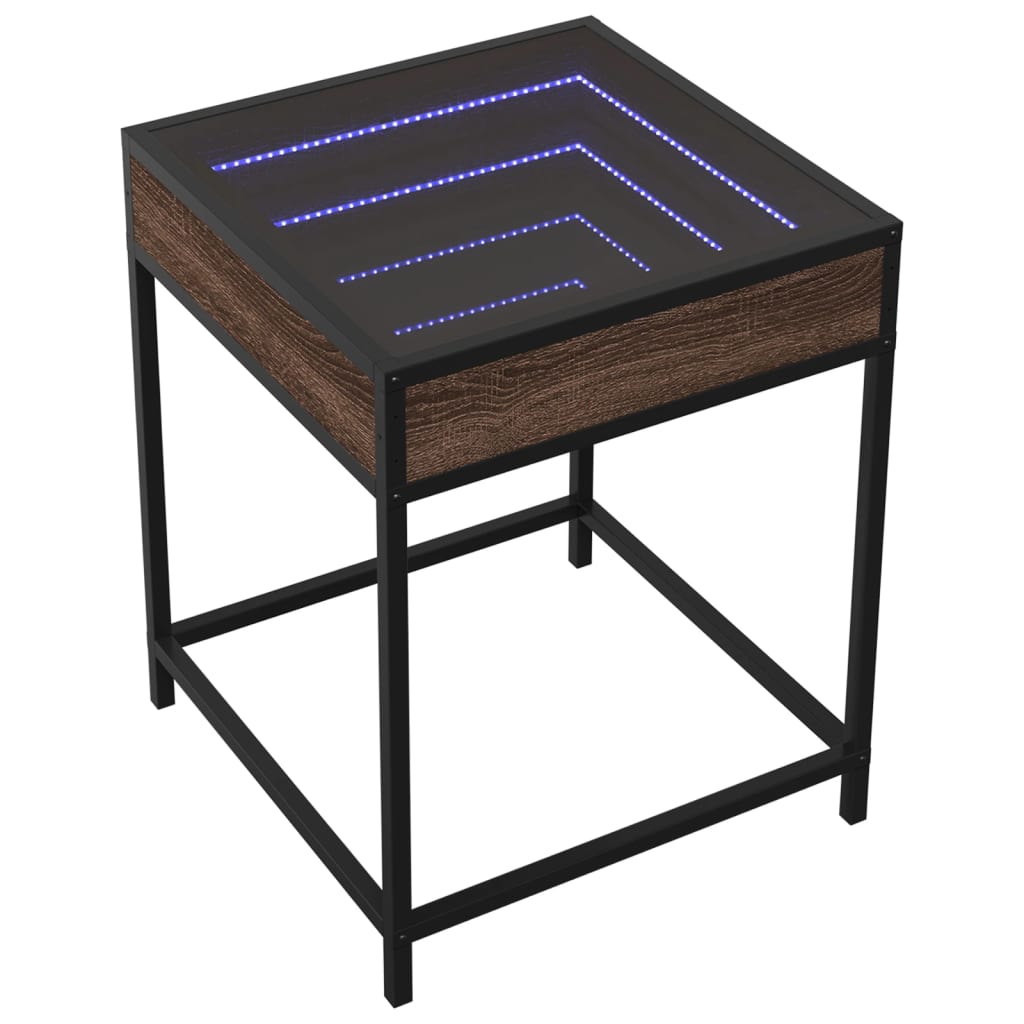 vidaXL Măsuță de cafea cu LED infinity, stejar maro, 40x40x51 cm vidaXL Măsuță de cafea cu LED infinity, stejar maro, 40x40x51 cm