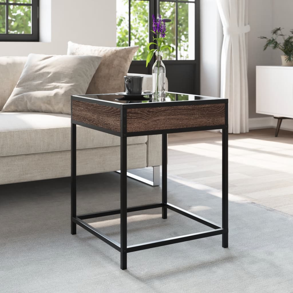 vidaXL Măsuță de cafea cu LED infinity, stejar maro, 40x40x51 cm vidaXL Măsuță de cafea cu LED infinity, stejar maro, 40x40x51 cm
