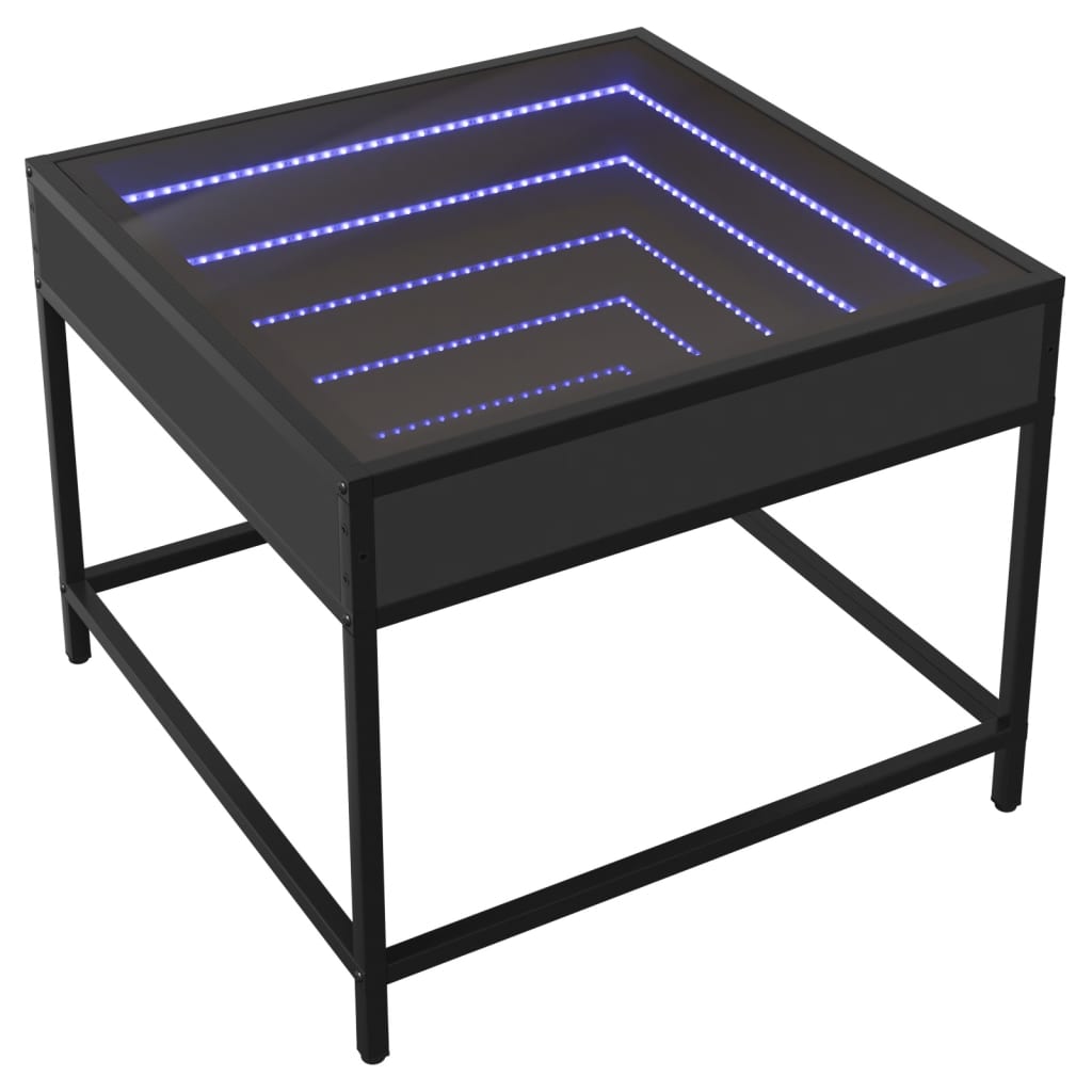 vidaXL Măsuță de cafea cu LED infinity, negru, 50x50x41 cm vidaXL Măsuță de cafea cu LED infinity, negru, 50x50x41 cm