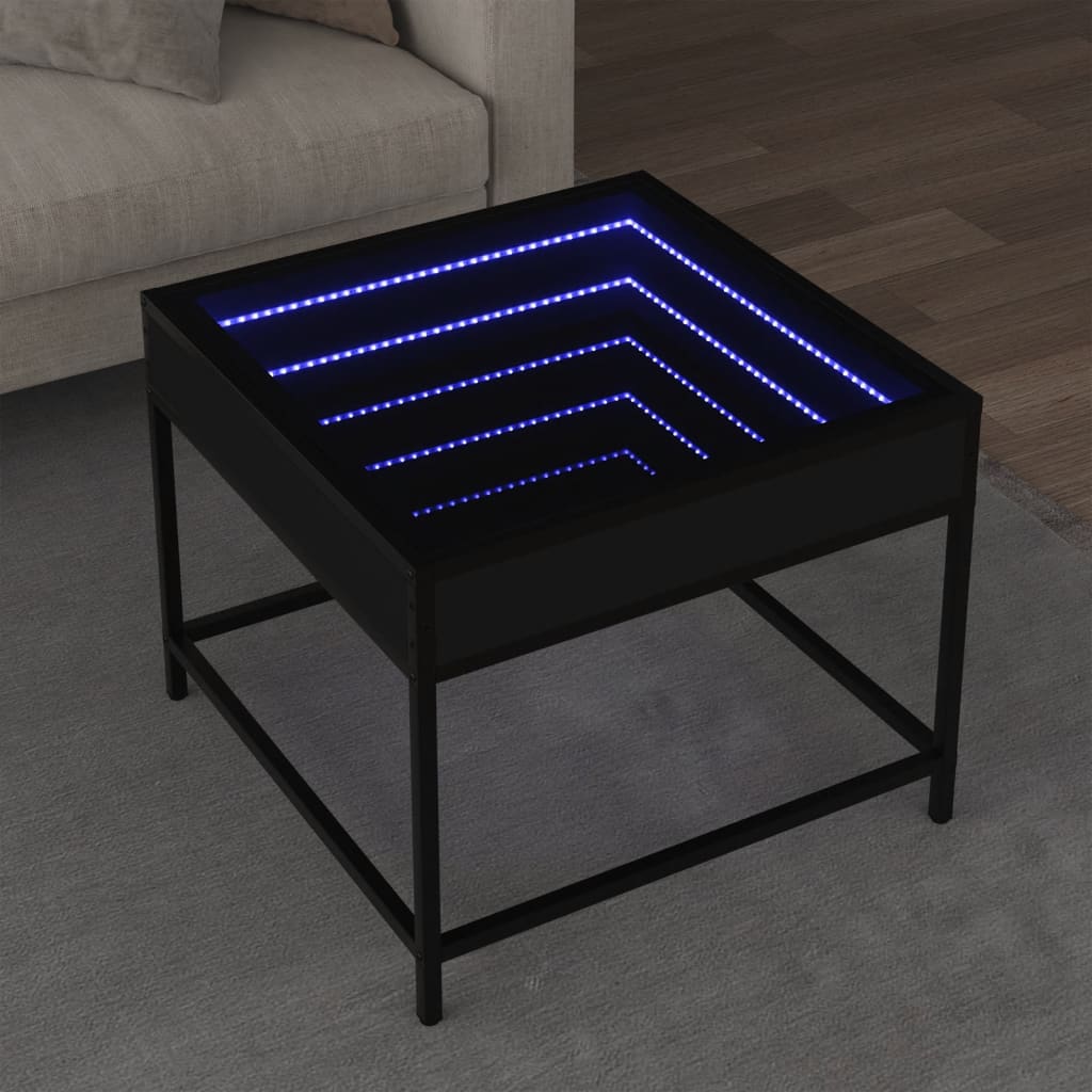 vidaXL Măsuță de cafea cu LED infinity, negru, 50x50x41 cm vidaXL Măsuță de cafea cu LED infinity, negru, 50x50x41 cm