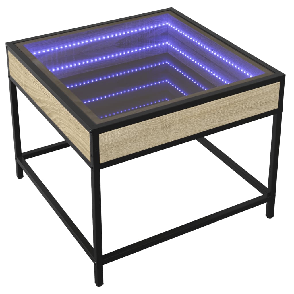 vidaXL Măsuță de cafea cu LED infinity, stejar sonoma, 50x50x41 cm vidaXL Măsuță de cafea cu LED infinity, stejar sonoma, 50x50x41 cm