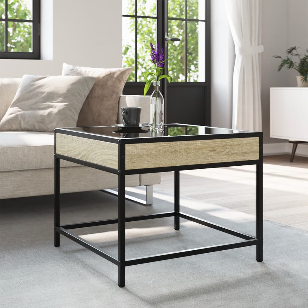 vidaXL Măsuță de cafea cu LED infinity, stejar sonoma, 50x50x41 cm vidaXL Măsuță de cafea cu LED infinity, stejar sonoma, 50x50x41 cm
