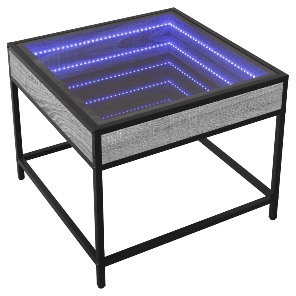 vidaXL Măsuță de cafea cu LED infinity, gri sonoma, 50x50x41 cm vidaXL Măsuță de cafea cu LED infinity, gri sonoma, 50x50x41 cm