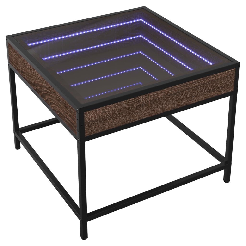 vidaXL Măsuță de cafea cu LED infinity, stejar maro, 50x50x41 cm vidaXL Măsuță de cafea cu LED infinity, stejar maro, 50x50x41 cm