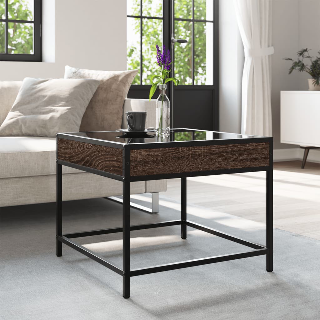 vidaXL Măsuță de cafea cu LED infinity, stejar maro, 50x50x41 cm vidaXL Măsuță de cafea cu LED infinity, stejar maro, 50x50x41 cm