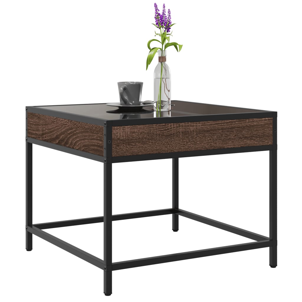 vidaXL Măsuță de cafea cu LED infinity, stejar maro, 50x50x41 cm vidaXL Măsuță de cafea cu LED infinity, stejar maro, 50x50x41 cm