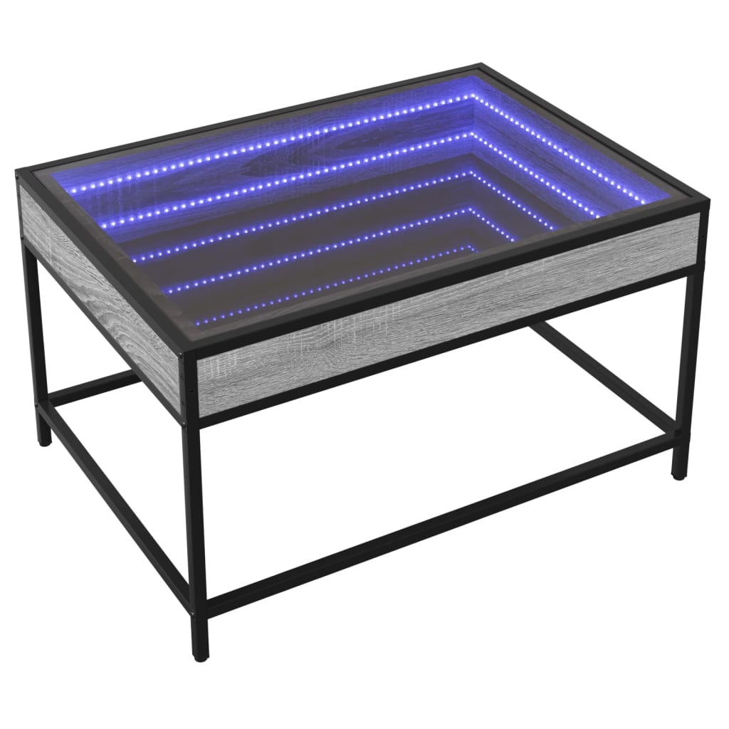 vidaXL Măsuță de cafea cu LED infinity, gri sonoma, 70x50x41 cm vidaXL Măsuță de cafea cu LED infinity, gri sonoma, 70x50x41 cm