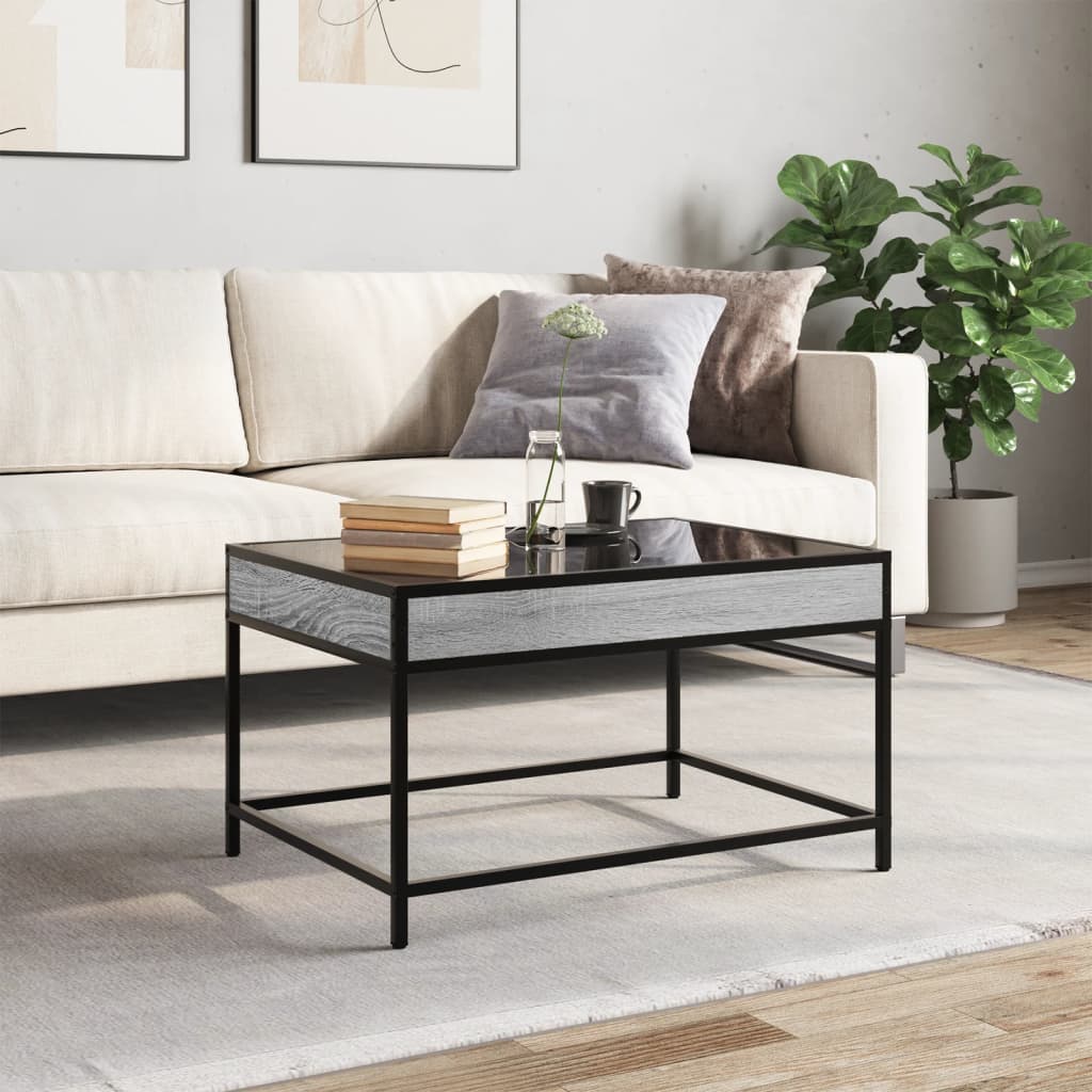 vidaXL Măsuță de cafea cu LED infinity, gri sonoma, 70x50x41 cm vidaXL Măsuță de cafea cu LED infinity, gri sonoma, 70x50x41 cm