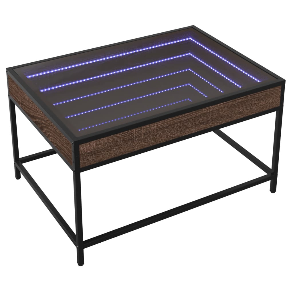 vidaXL Măsuță de cafea cu LED infinity, stejar maro, 70x50x41 cm vidaXL Măsuță de cafea cu LED infinity, stejar maro, 70x50x41 cm