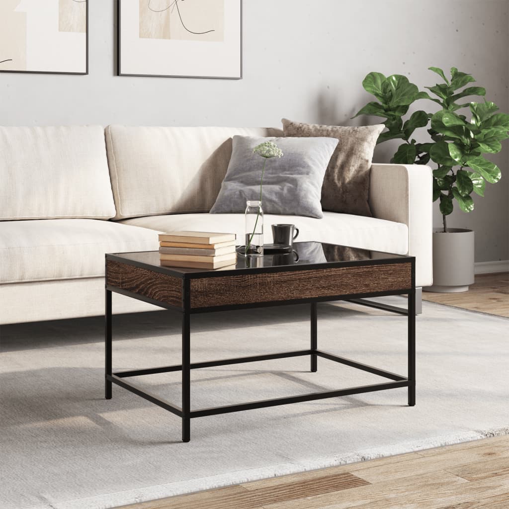 vidaXL Măsuță de cafea cu LED infinity, stejar maro, 70x50x41 cm vidaXL Măsuță de cafea cu LED infinity, stejar maro, 70x50x41 cm