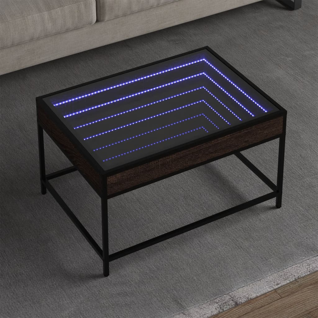 vidaXL Măsuță de cafea cu LED infinity, stejar maro, 70x50x41 cm vidaXL Măsuță de cafea cu LED infinity, stejar maro, 70x50x41 cm