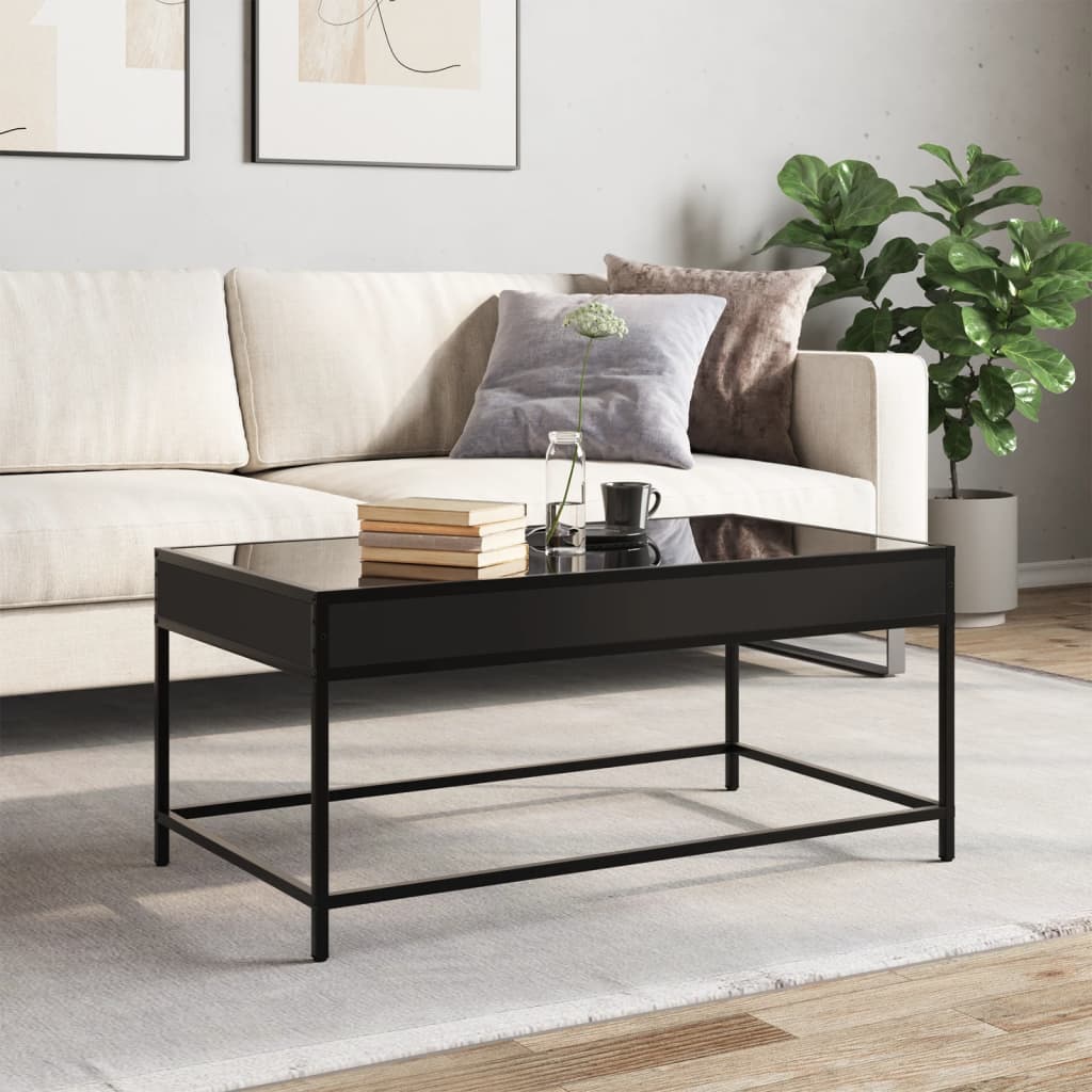 vidaXL Măsuță de cafea cu LED infinity, negru, 90x50x41 cm vidaXL Măsuță de cafea cu LED infinity, negru, 90x50x41 cm