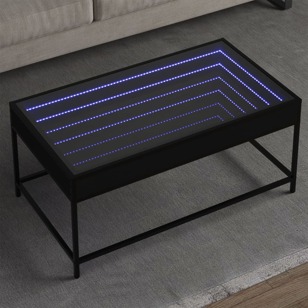 vidaXL Măsuță de cafea cu LED infinity, negru, 90x50x41 cm vidaXL Măsuță de cafea cu LED infinity, negru, 90x50x41 cm