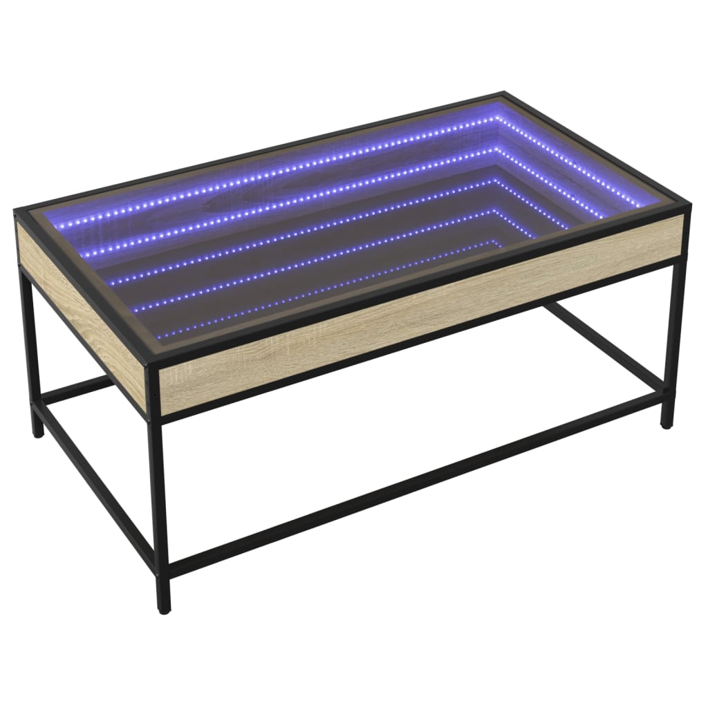 vidaXL Măsuță de cafea cu LED infinity, stejar sonoma, 90x50x41 cm vidaXL Măsuță de cafea cu LED infinity, stejar sonoma, 90x50x41 cm