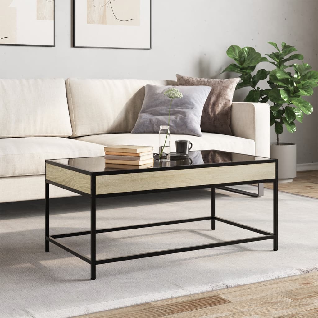 vidaXL Măsuță de cafea cu LED infinity, stejar sonoma, 90x50x41 cm vidaXL Măsuță de cafea cu LED infinity, stejar sonoma, 90x50x41 cm