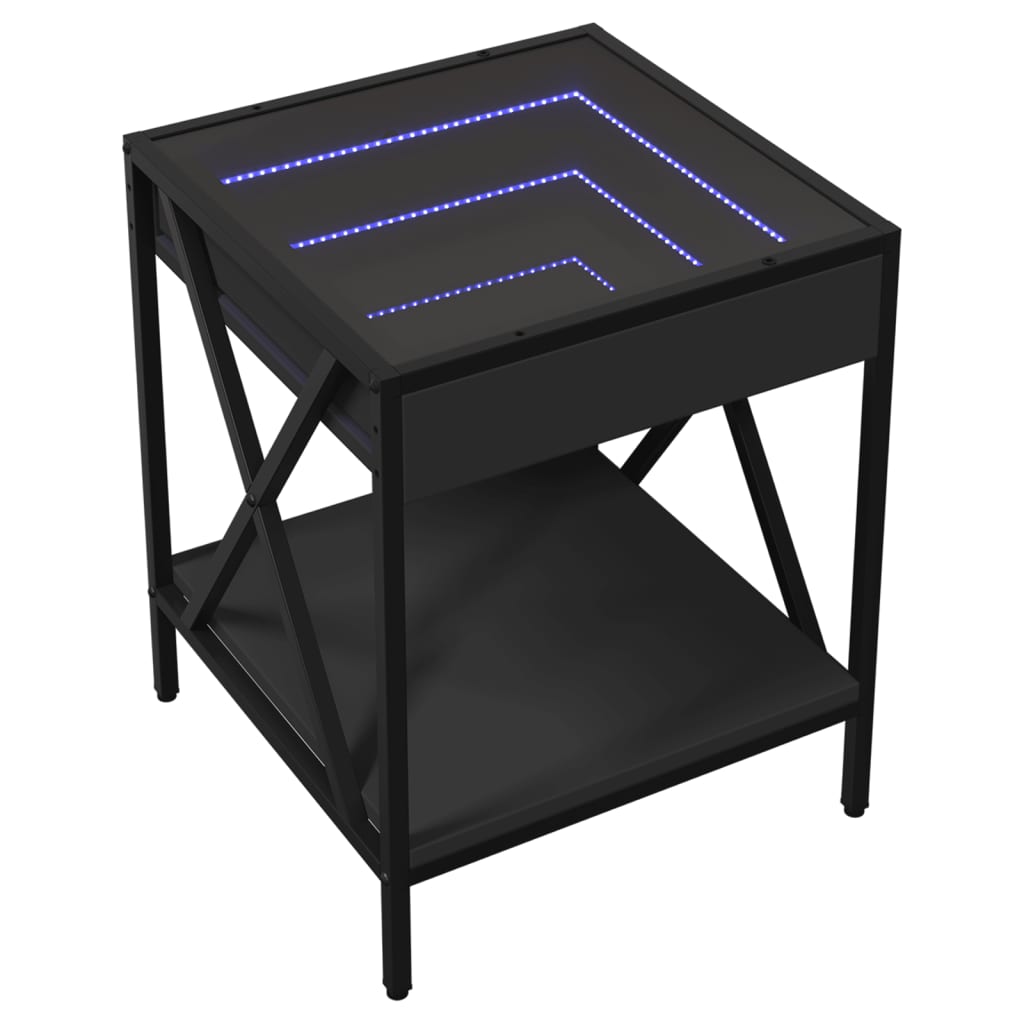 vidaXL Măsuță de cafea cu LED infinity, negru, 40x40x49 cm vidaXL Măsuță de cafea cu LED infinity, negru, 40x40x49 cm