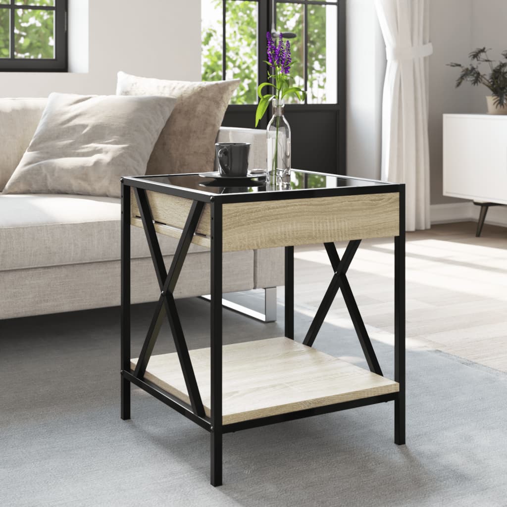 vidaXL Măsuță de cafea cu LED infinity, stejar sonoma, 40x40x49 cm vidaXL Măsuță de cafea cu LED infinity, stejar sonoma, 40x40x49 cm