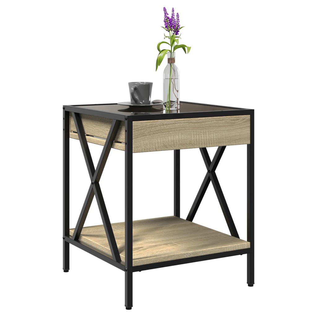 vidaXL Măsuță de cafea cu LED infinity, stejar sonoma, 40x40x49 cm vidaXL Măsuță de cafea cu LED infinity, stejar sonoma, 40x40x49 cm