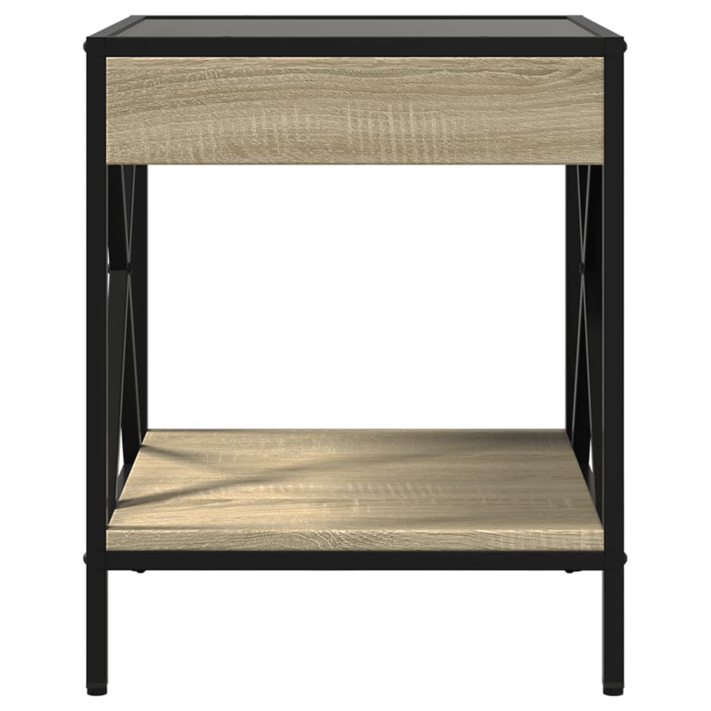 vidaXL Măsuță de cafea cu LED infinity, stejar sonoma, 40x40x49 cm vidaXL Măsuță de cafea cu LED infinity, stejar sonoma, 40x40x49 cm
