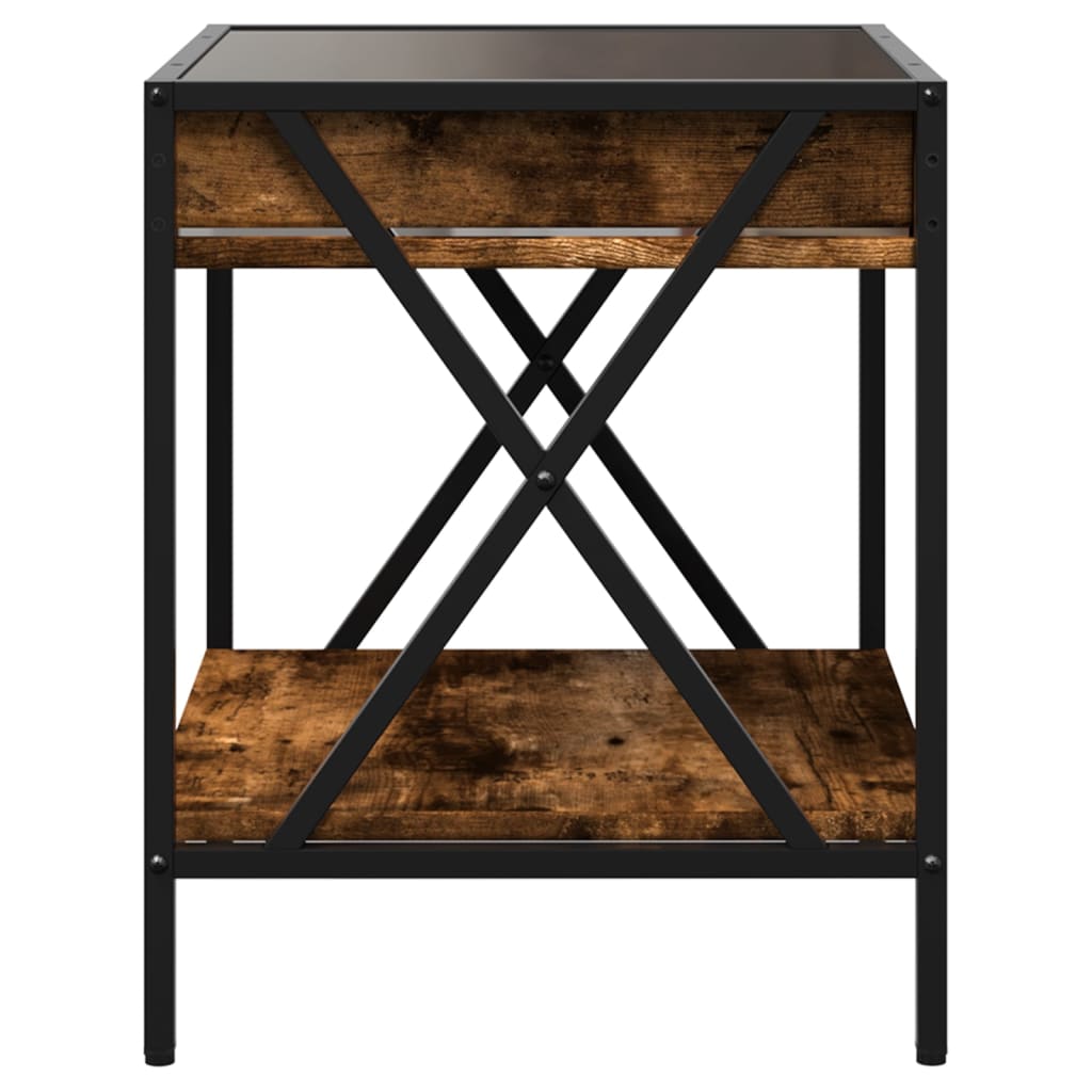 vidaXL Măsuță de cafea cu LED infinity, stejar fumuriu, 40x40x49 cm vidaXL Măsuță de cafea cu LED infinity, stejar fumuriu, 40x40x49 cm