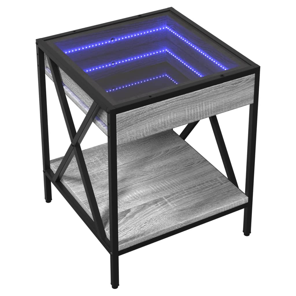 vidaXL Măsuță de cafea cu LED infinity, gri sonoma, 40x40x49 cm vidaXL Măsuță de cafea cu LED infinity, gri sonoma, 40x40x49 cm
