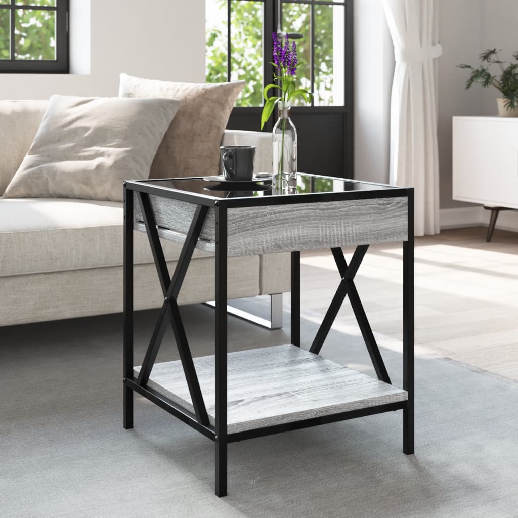 vidaXL Măsuță de cafea cu LED infinity, gri sonoma, 40x40x49 cm vidaXL Măsuță de cafea cu LED infinity, gri sonoma, 40x40x49 cm