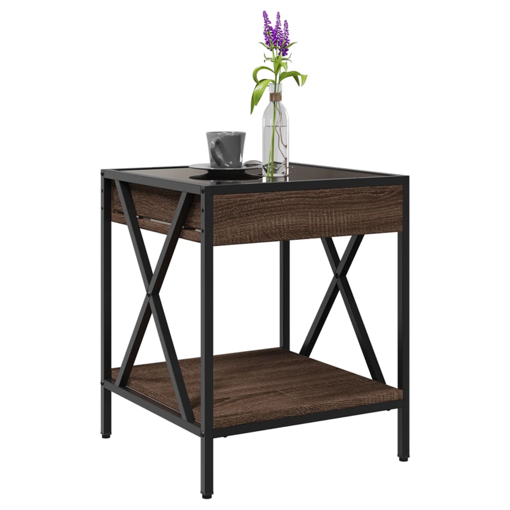 vidaXL Măsuță de cafea cu LED infinity, stejar maro, 40x40x49 cm vidaXL Măsuță de cafea cu LED infinity, stejar maro, 40x40x49 cm