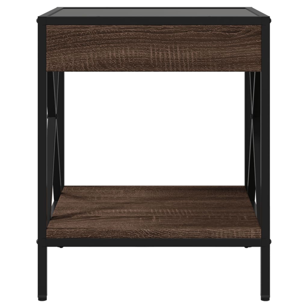 vidaXL Măsuță de cafea cu LED infinity, stejar maro, 40x40x49 cm vidaXL Măsuță de cafea cu LED infinity, stejar maro, 40x40x49 cm