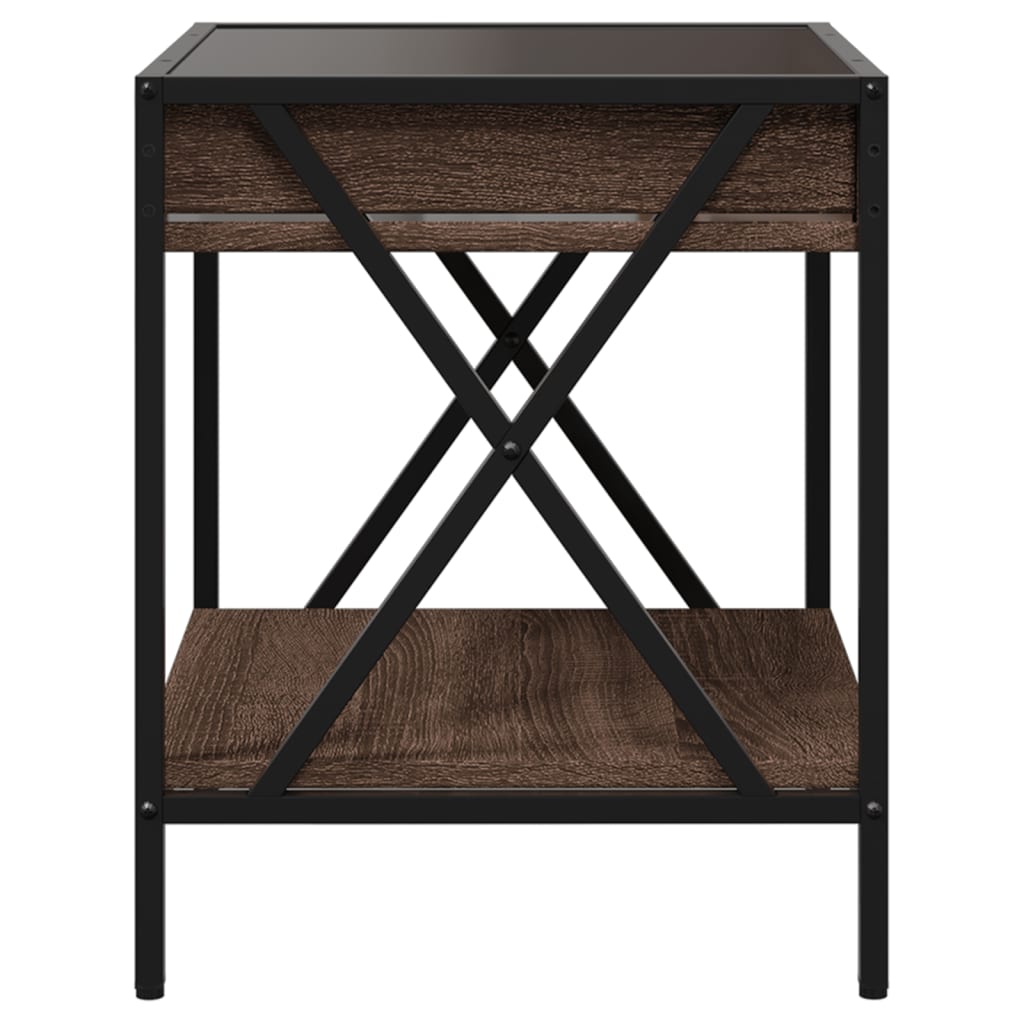 vidaXL Măsuță de cafea cu LED infinity, stejar maro, 40x40x49 cm vidaXL Măsuță de cafea cu LED infinity, stejar maro, 40x40x49 cm